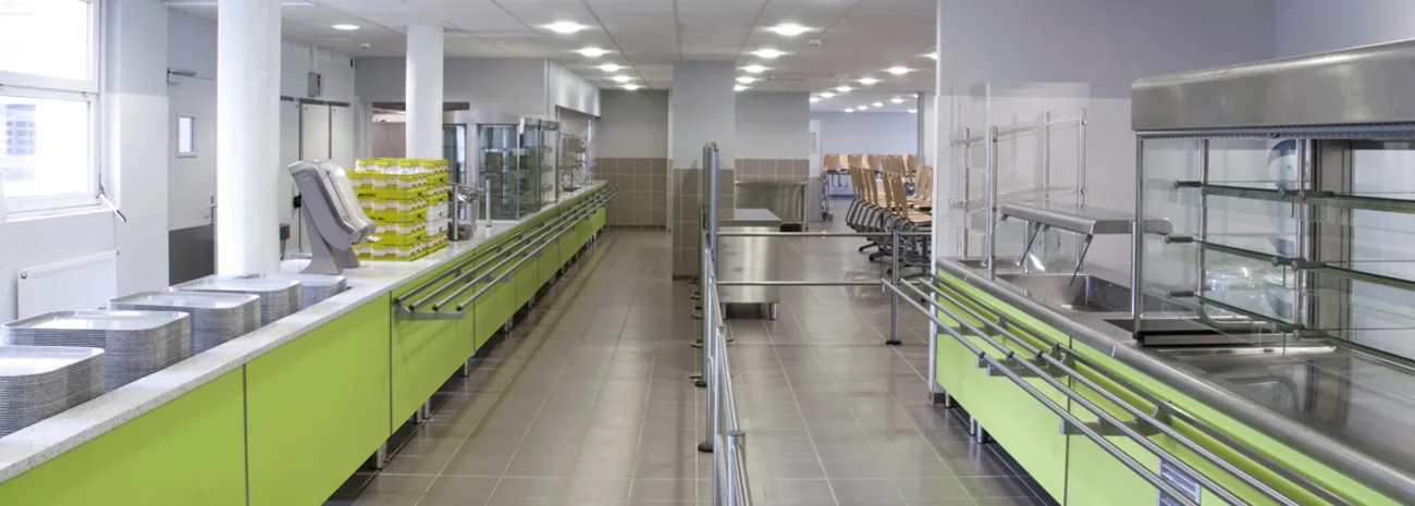 Ligne de self-service colorée TOURNUS en cantine